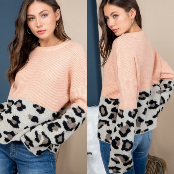 Colorblock animal print sweater - Picture 4 of 8